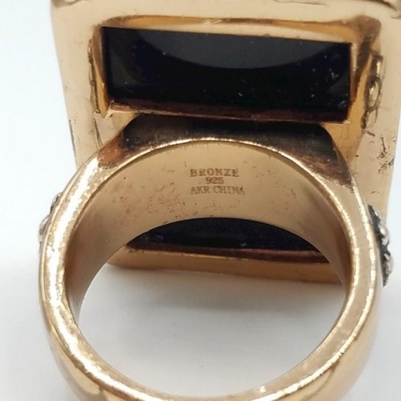 Bronze 925 Silver AKR Amy Kahn Russel Hand Painted Bird Statement Ring Sz 5 - Picture 5 of 8